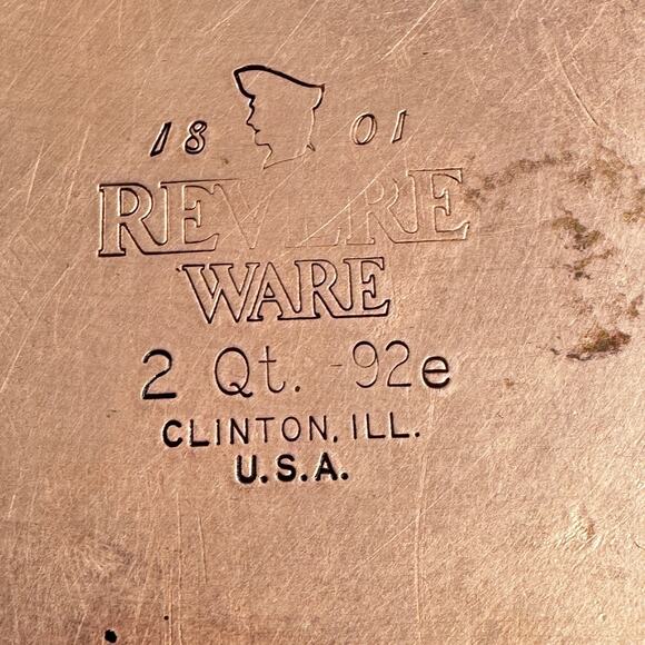 REVERE WARE 1801 VTG 2 Qt 92e Saucepan w Lid MADE IN USA Copper Stainless Steel - Picture 8 of 11